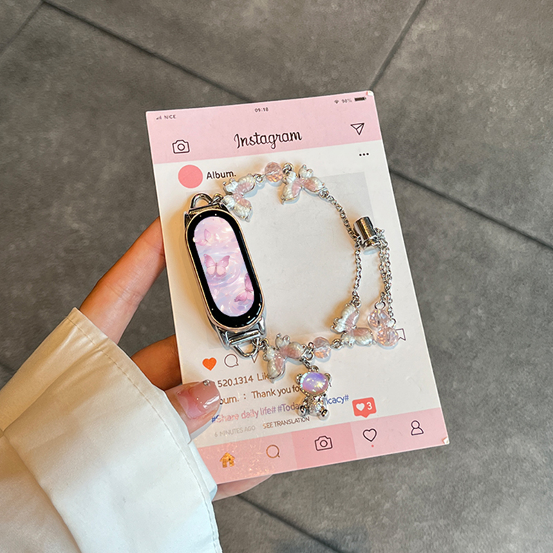 适用红米手表5表带磁吸滑扣编织尼龙回环手表带REDMI Watch5腕带3139B 粉白 10