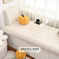 添福运 GZ-泰迪绒飘窗垫（防水防污） 45*35cm腰枕（含芯） 泰迪绒竖格-奶油白