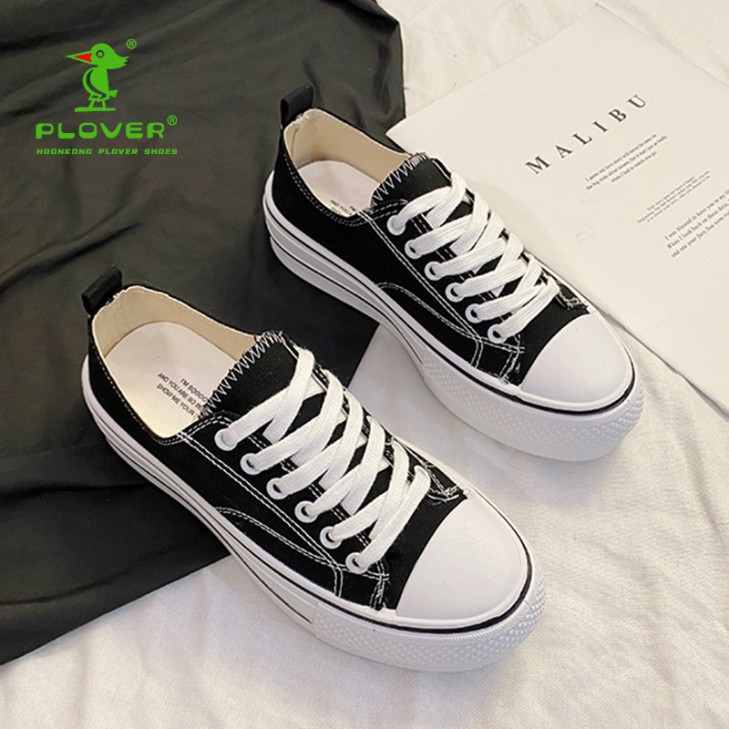 啄木鸟plover帆布鞋2021新品学院风女士百搭休闲鞋低帮帆布鞋视频
