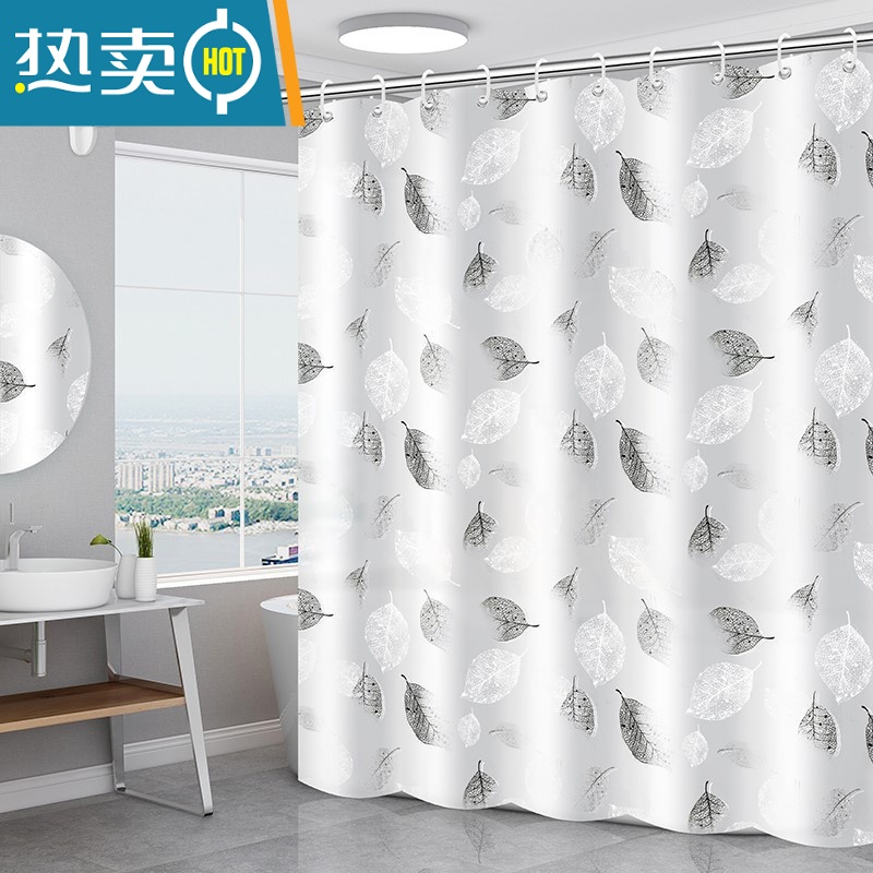 敬平浴帘防水 pvc塑料淋浴房卫生间干湿分离免打孔洗澡隔断帘高清大图