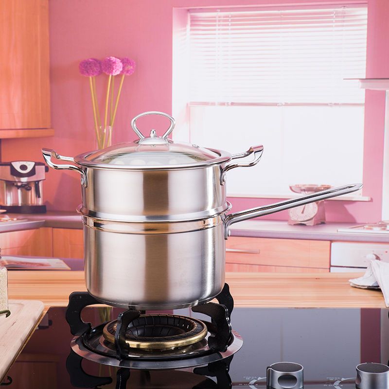 304不锈钢奶锅汤锅加厚复底小蒸锅不粘锅宝宝辅食奶锅燃气电磁炉外径