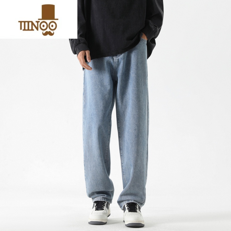 YANXU潮牌男士牛仔裤拖地宽松潮流高街痞帅秋季新款2023男生长裤子美式高清大图