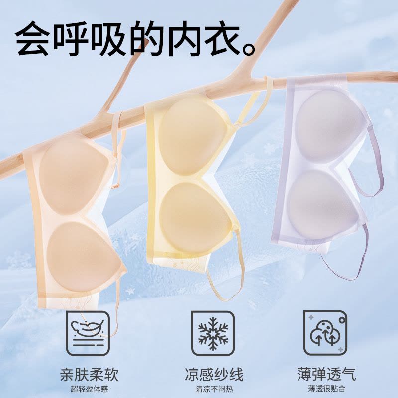 猫人冰丝内衣女小胸聚拢凉感无痕2025新款收副乳文胸夏薄款图片