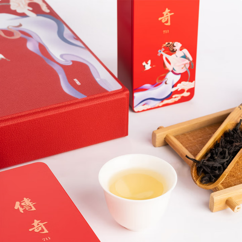 传百年茶叶 传奇711武夷岩茶马头岩肉桂 礼盒装 68g/盒(8.5g*8泡)高清大图