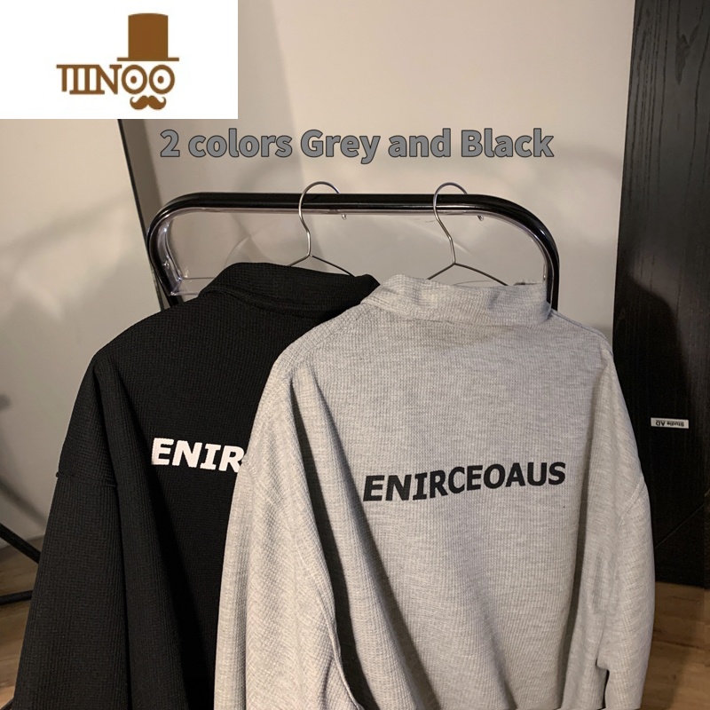 YANXUpolo领卫衣男无帽春季美式复古上衣设计感潮ins宽松百搭翻领外o高清大图