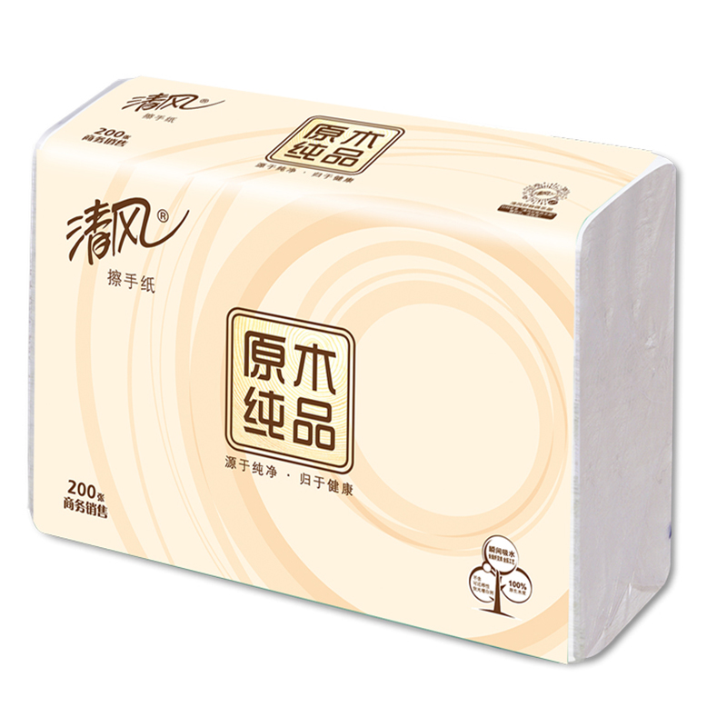 清风 单层无印花擦手纸B913A1C 200张/包 20包整箱高清大图