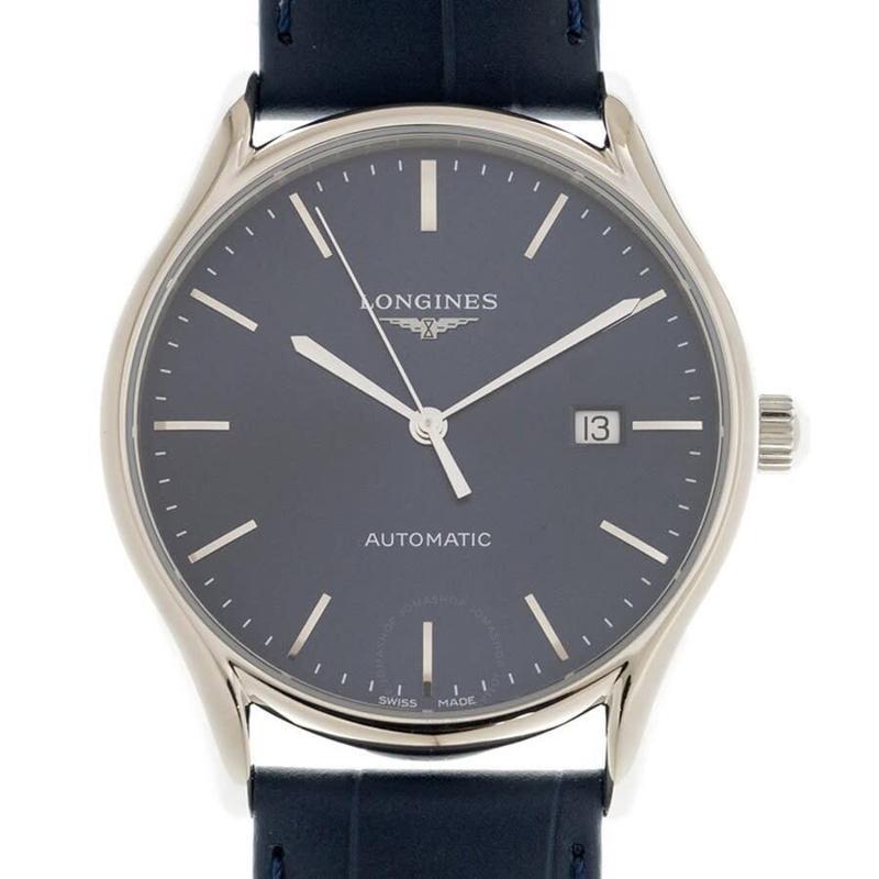 官方正品浪琴longines瑞士手表lyre皮革蓝盘简约经典40毫米自动机械男