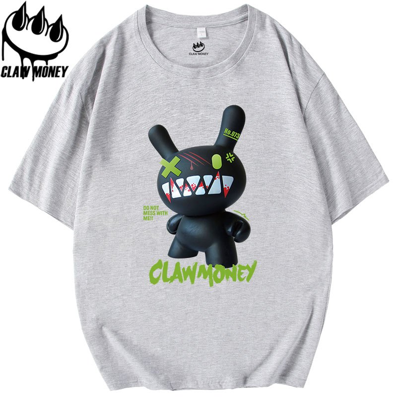 Claw money潮牌短袖T恤男纯棉圆领ins印花大码体恤宽松青少年半袖