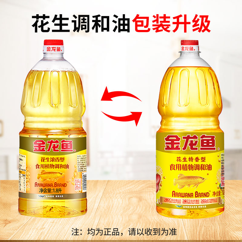 金龙鱼花生浓香调和油1.8L+盘锦大米2.5KG礼袋装送礼不寒人高清大图