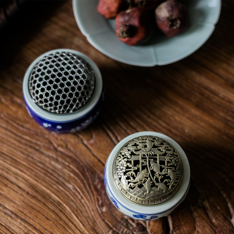 美帮汇梅花香炉香插陶瓷青花仿古檀香盘香炉香座茶道室内供佛熏香香薰炉高清大图