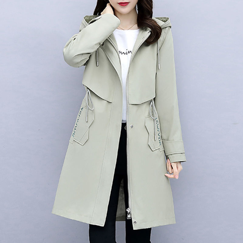 楚倩有里布风衣女中长款春秋新款大衣韩版百搭宽松西装领休闲薄款外套