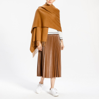 鄂尔多斯ERDOS 纯山羊绒保暖水纹长款披肩围巾