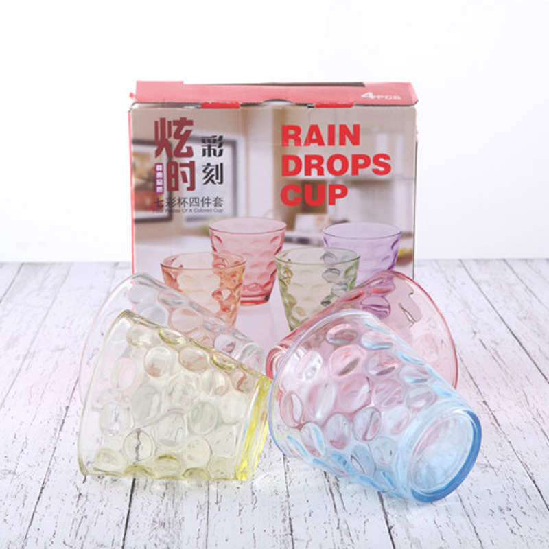 喜彩雨点杯 四只装 炫彩玻璃杯套装