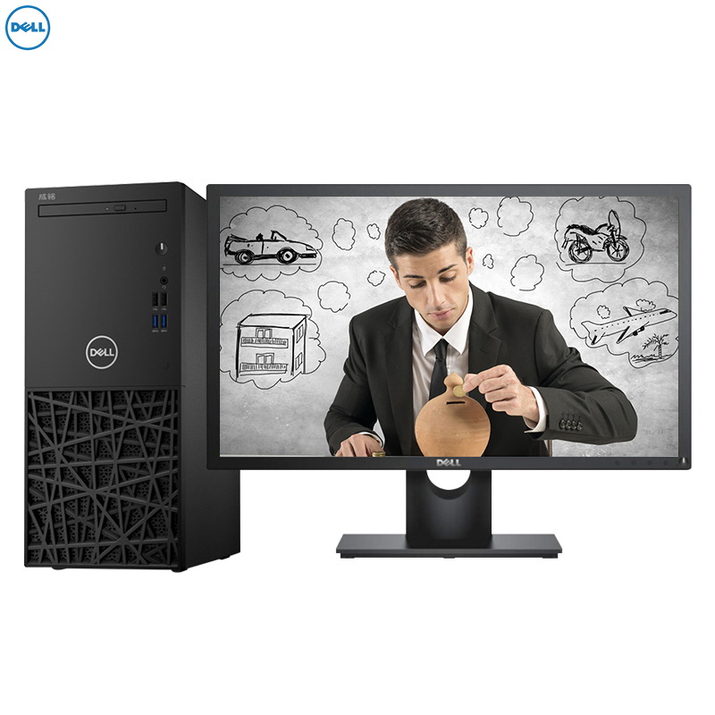 戴尔(DELL)成铭3980商用台式电脑 23.8英寸显示器(I3-8100 8G 1T+128G固态 2G独显 刻录 W10H)商用办公 家用娱乐 性价比机 企业采购 学生用机高清大图