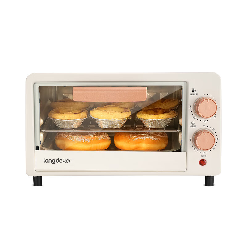 龙的(longde) 电烤箱家用小型迷你多功能智能电烤箱 12L容量800W功率 操控 简单LD-KX121(米白)