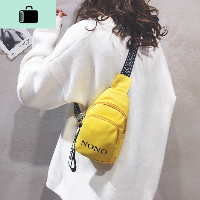 胸包女斜跨百搭包包女包新款2020纯色简约帆布少女个性单肩斜挎包new