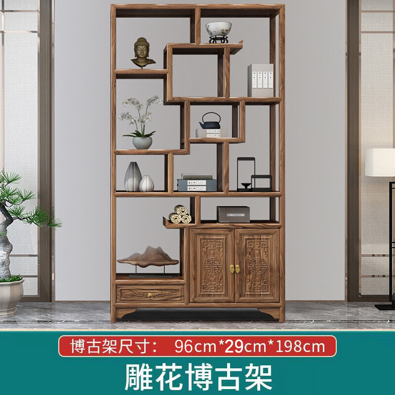 锦北 博古架多宝阁茶叶架子新中式客厅办公室隔断置物架 单博古架高清大图