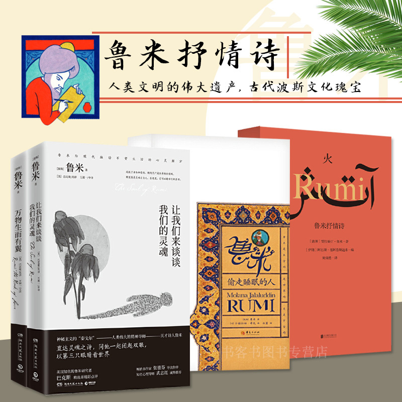 [正版]鲁米的诗全4册偷走睡眠的人+万物生而有翼+火 鲁米抒情诗+让我们来谈谈我们的灵魂 外国小说诗歌诗集鲁米灵性诗集黄