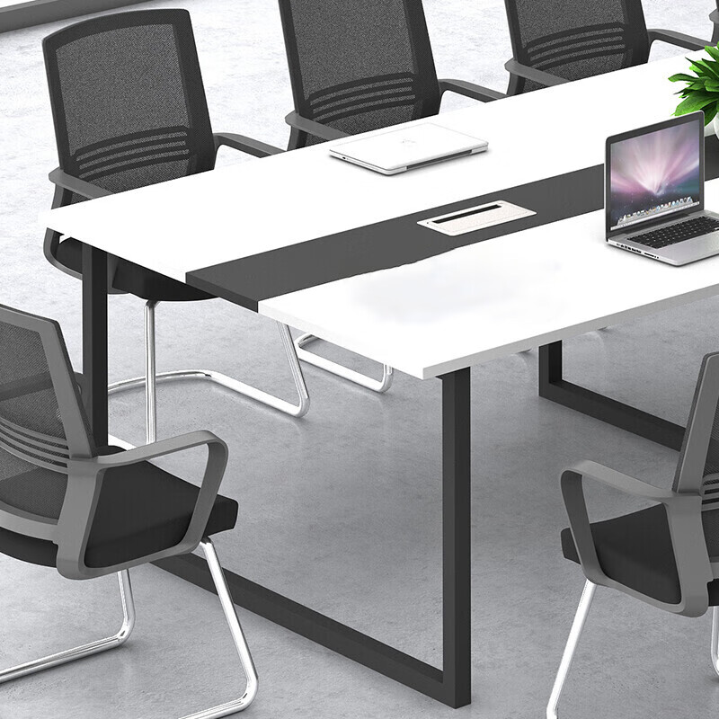 域赢会议桌员工长条培训桌板式办公桌现代简约洽谈钢架桌2.6米高清大图