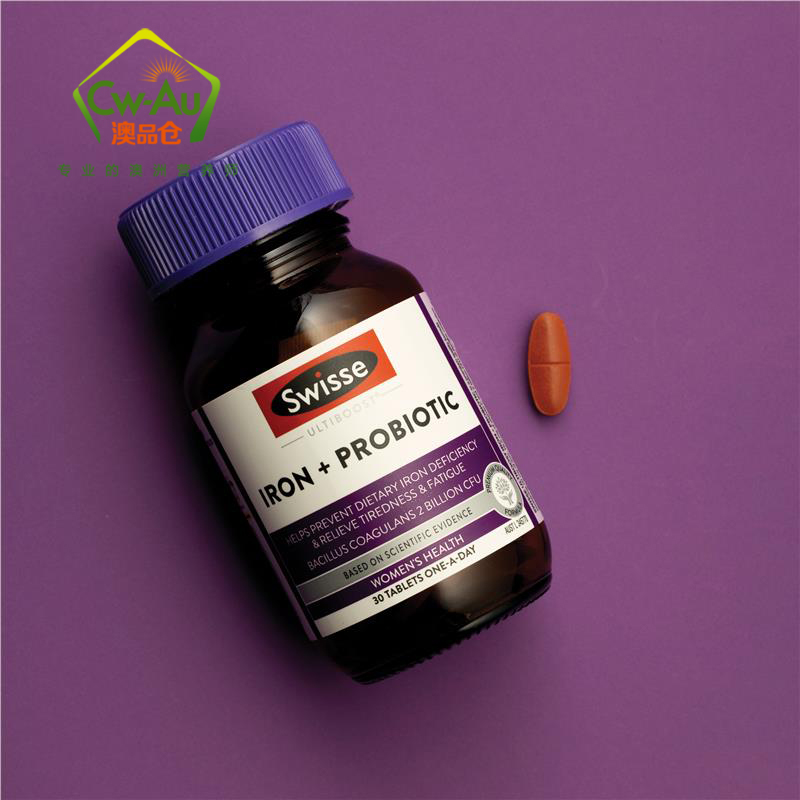 澳洲Swisse 益生菌铁片 30片 1瓶 片剂 益生菌iron铁元素bu铁片营养片铁元矿物质补气血女性孕期姨妈期 澳洲高清大图