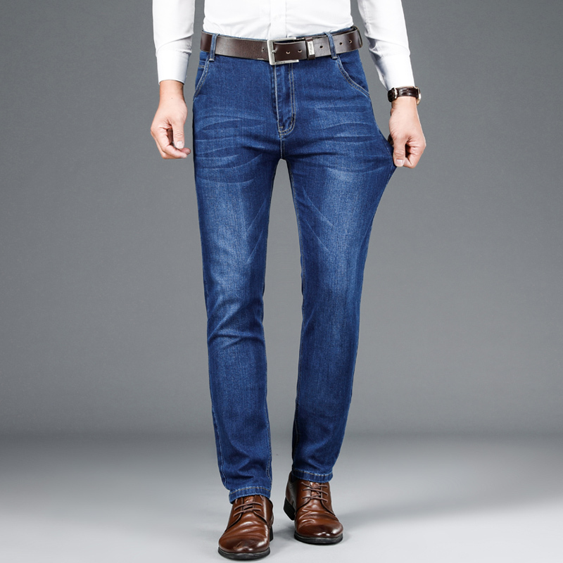 yuansu秋冬新款牛仔裤男士裤子宽松直筒男裤弹力商务休闲牛仔长裤男