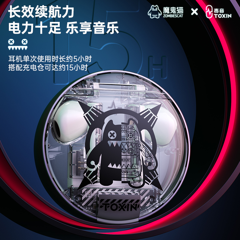 魔鬼猫ZC-9机械星球系列半入耳式无线蓝牙耳机长效续航苹果安卓华为通用高清大图
