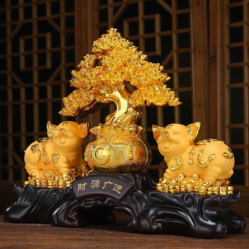 家柏饰(CORATED)财源广进金猪摆件生肖猪发财树店铺开业送礼品收银台吧台摆设高清大图