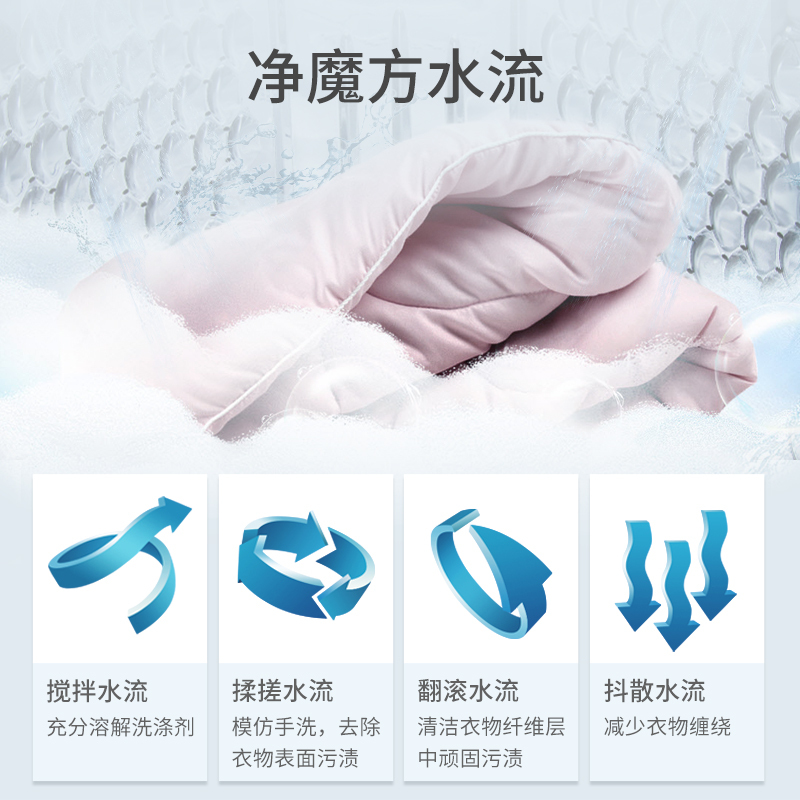 美菱洗衣机MB100-601GX,波轮洗衣机,一键智洗,四重水流 ,魔力洁净,摩擦式吊杆