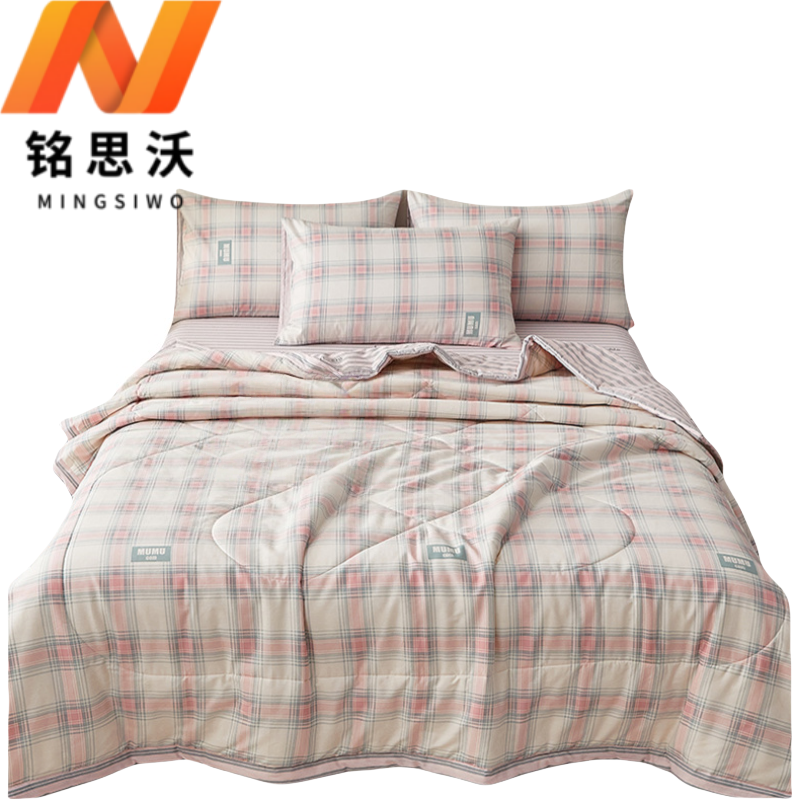 铭思沃四件套2.0*2.2m床 粉格 套高清大图