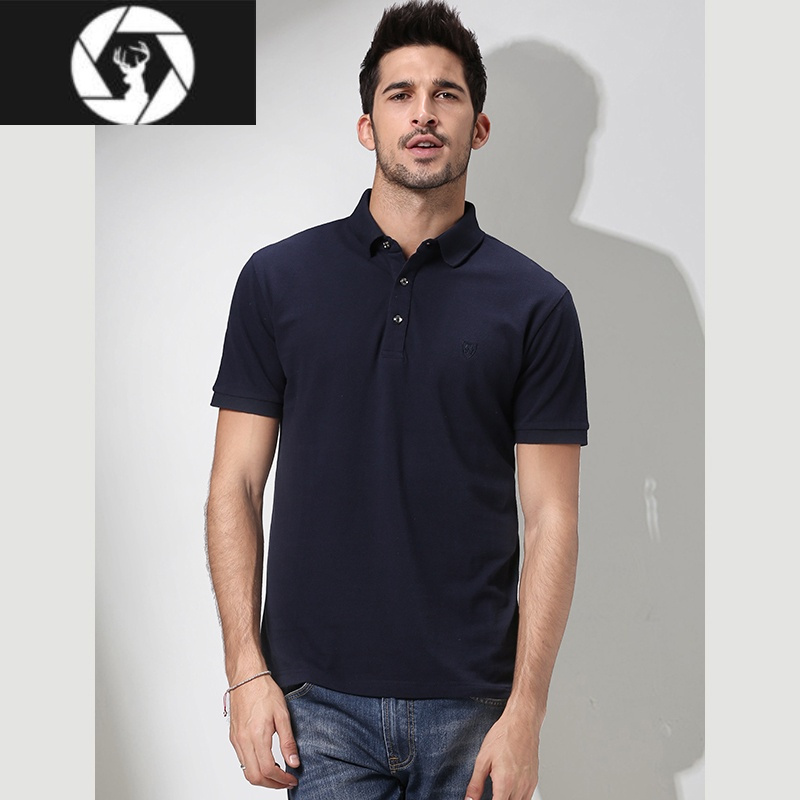 hongzun简约纯色大码商务休闲短袖t恤男 欧美翻领加肥加大polo衫