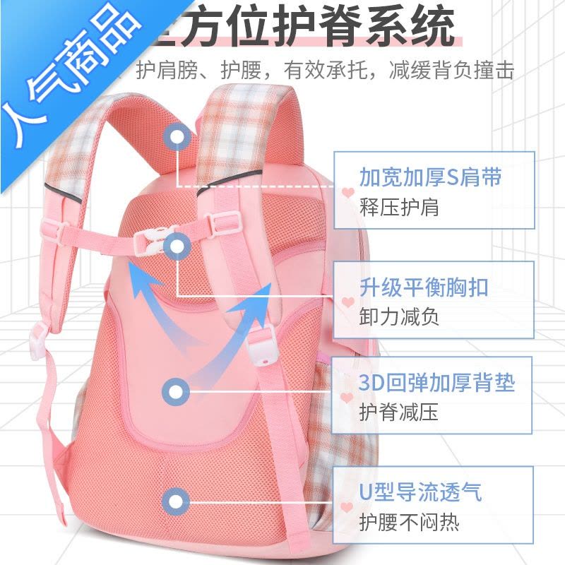 封后新款书包小学生女生一二三到六年级超轻女孩减负护脊女童儿童背包学生书包图片