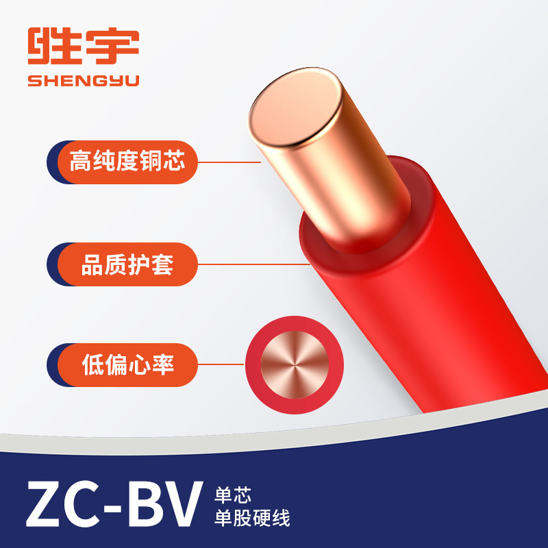 胜宇 ZC-BV国标单芯单股线家装硬线 1平方-红色-100米