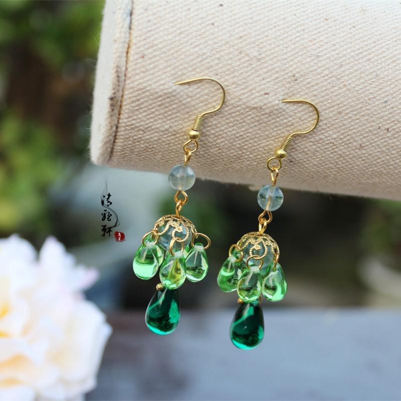 原创手工耳环古典复古耳坠汉服旗袍配饰古代古装饰品送女朋友老婆生日