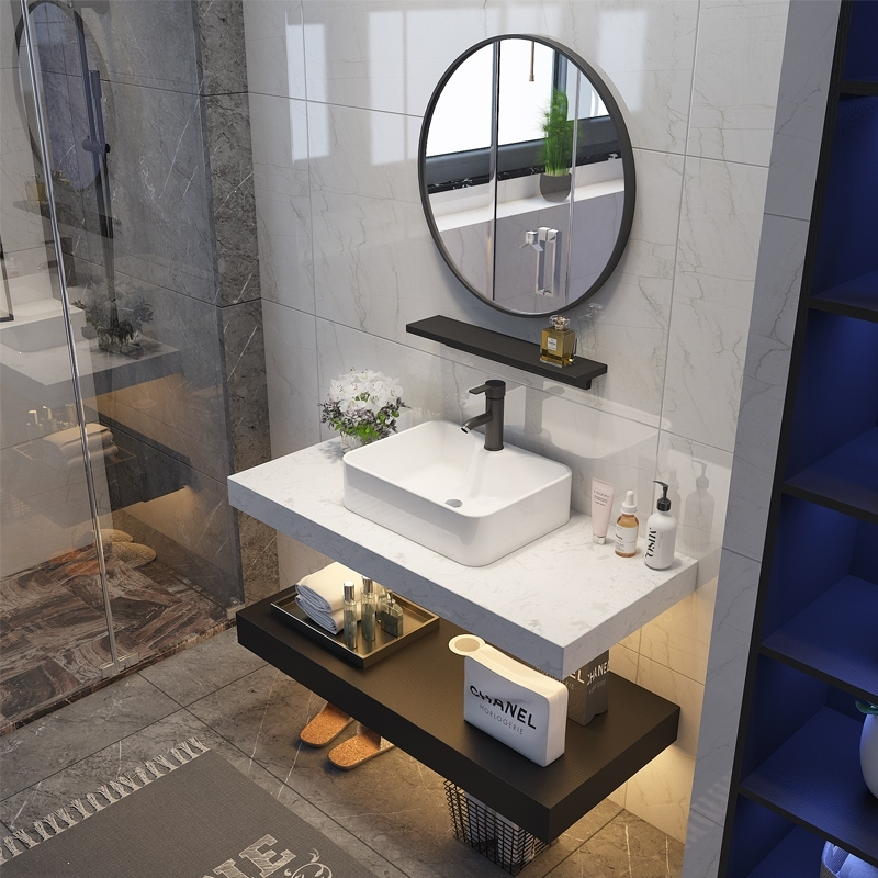 闪电客定制浴室柜北欧 大理石洗手台洗脸盆柜闪电客组合卫生间洗漱台现代简约小户型浴室柜大理石双层0 9 米圆镜 白 黑 价格图片品牌报价 苏宁易购采药师五金工具专营店