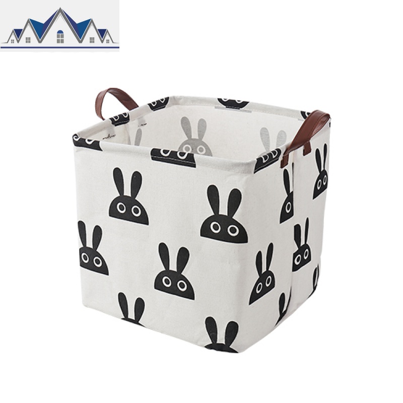 棉麻布艺收纳箱 大号玩具收纳篮整理箱 宿舍无盖杂物整理箱收纳框 三维工匠 小兔子大号