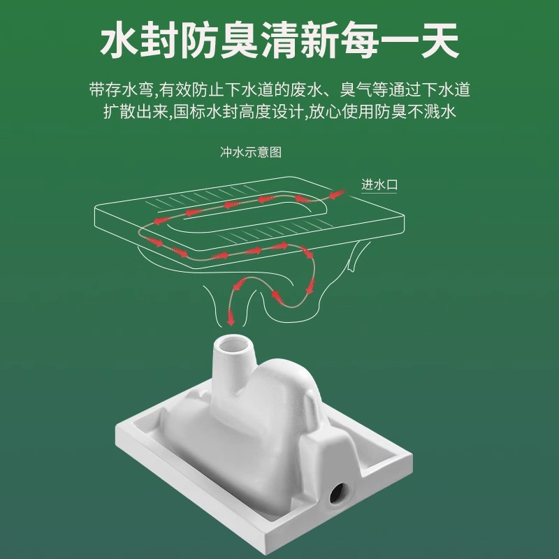 家用陶瓷蹲便器冲水箱套装整套大便器防臭蹲厕蹲坑便池蹬便器卫浴