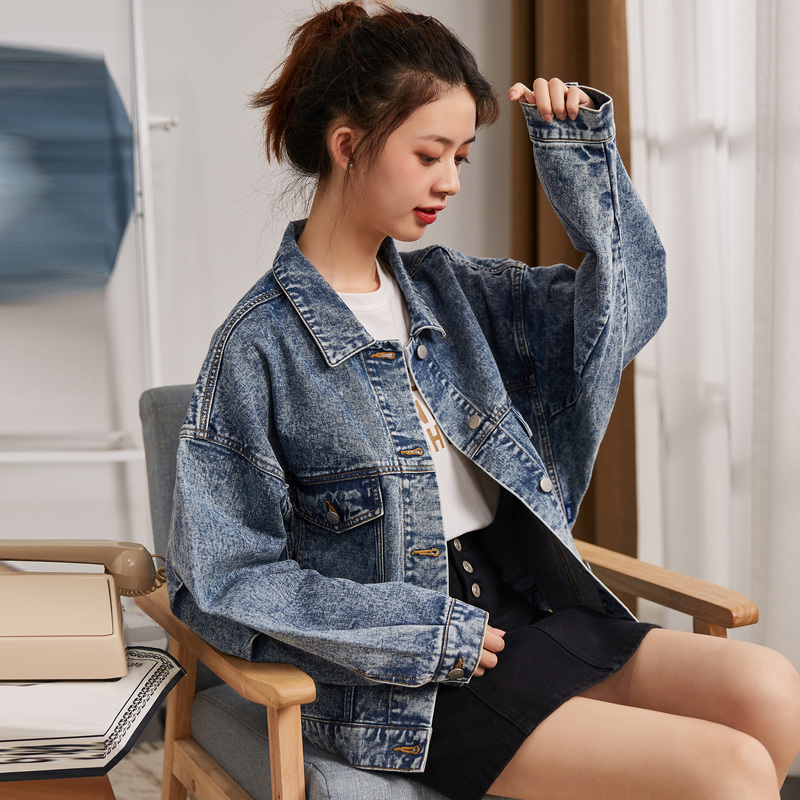 2件25折价100元唐狮秋季新款女牛仔外套ins复古学生流行短款原宿风