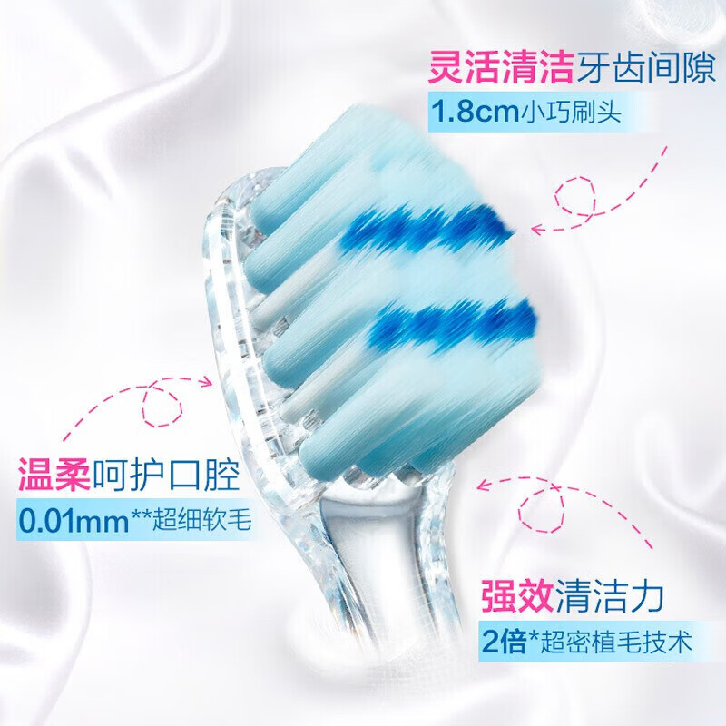 佳洁士(Crest)天鹅绒护龈软毛牙刷 静谧蓝 单支装