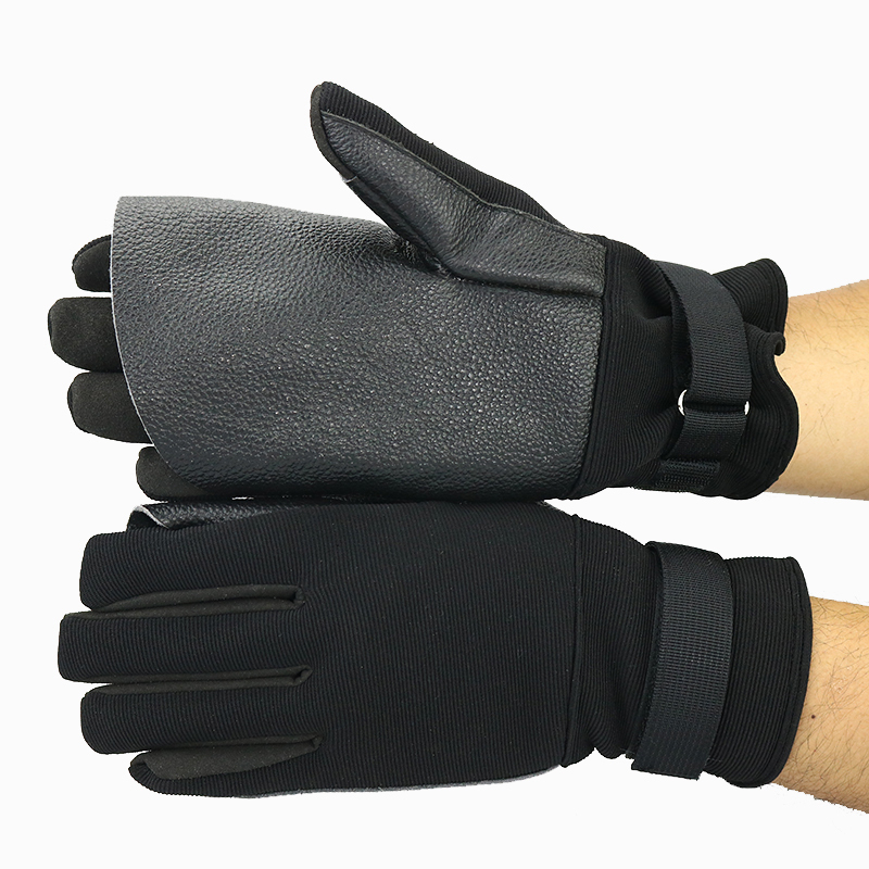 黑色xl下滑皮手套机降手套速降真牛皮户外登山攀岩加厚耐磨滑降索降