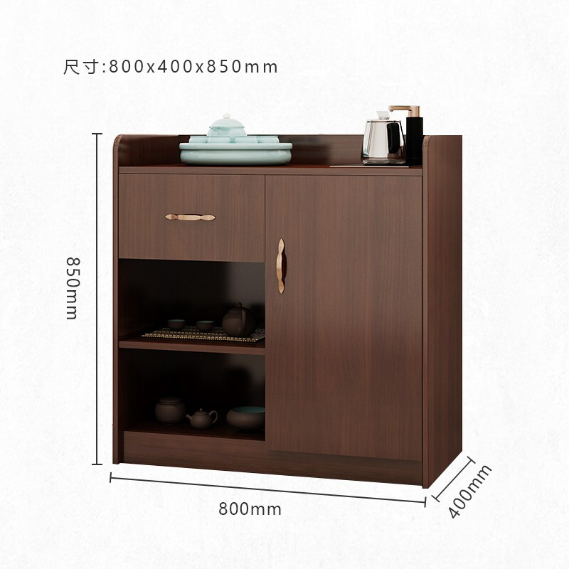 绵冠MIANGUAN办公室茶水柜可放水桶简约家用客厅酒店实木储物桶装饮水餐边柜二门高清大图