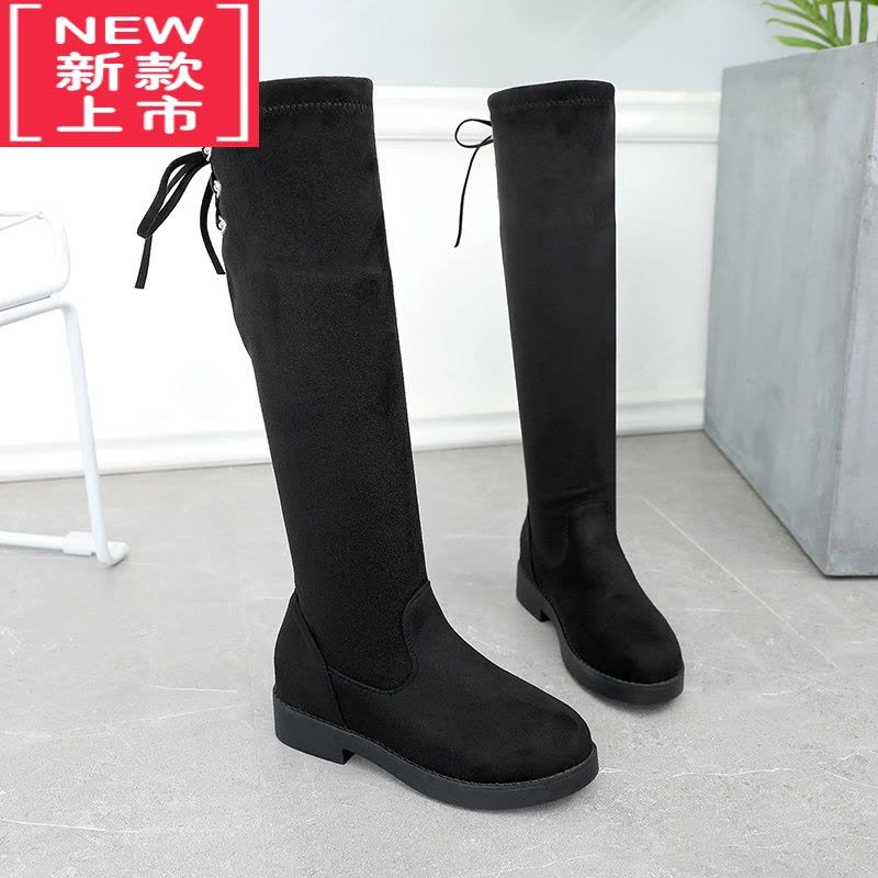 可莉允女童鞋儿童靴子2021年新款秋冬季长靴女孩平底高筒马靴长筒过膝靴图片