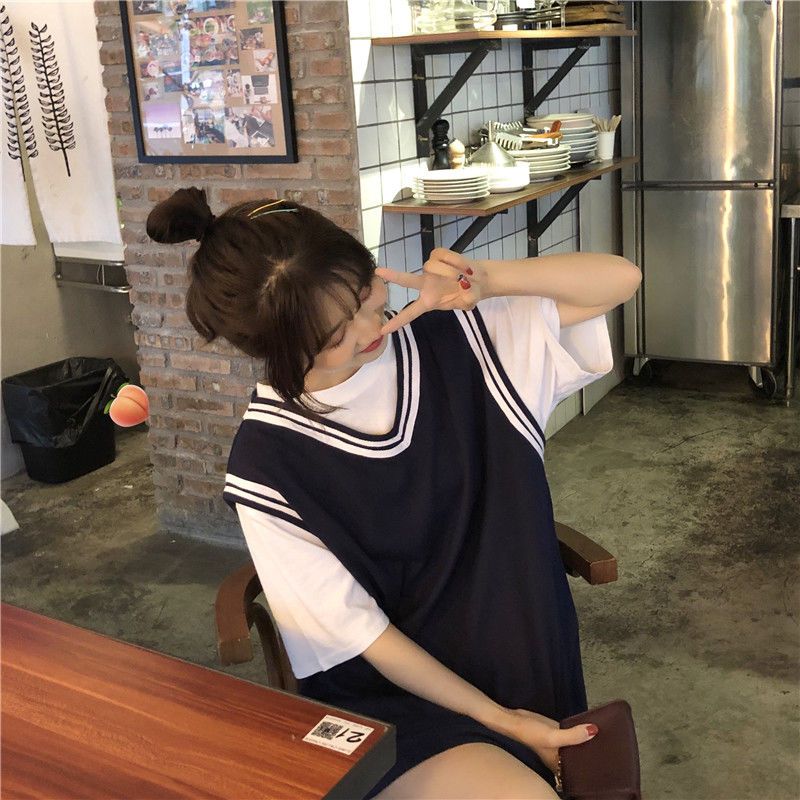 2020新款韩版男友风宽松无袖连衣裙中长款百搭学生背心裙子女