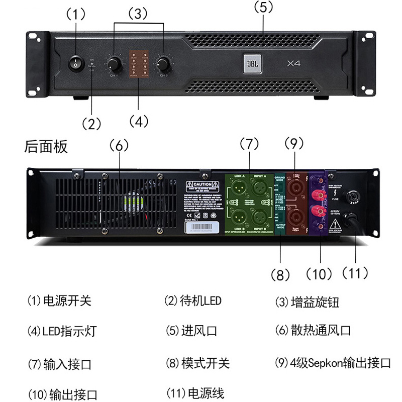 JBL功放X4专业高端大功率ktv家庭影院舞台发烧纯后级功放高清大图