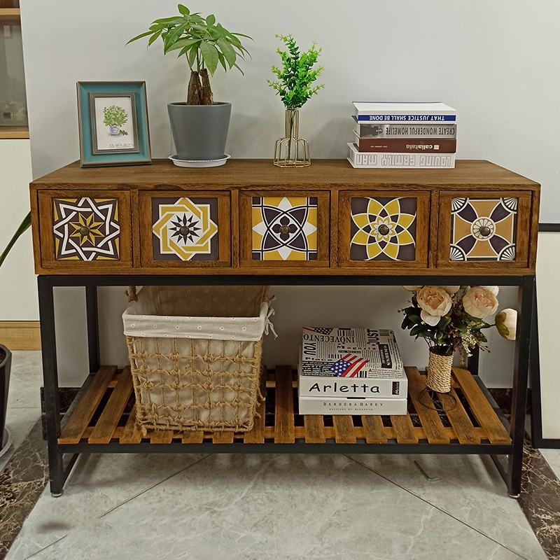 玄关桌轻奢玄关台手逗复古铁艺玄关柜条案靠墙长条窄边桌子