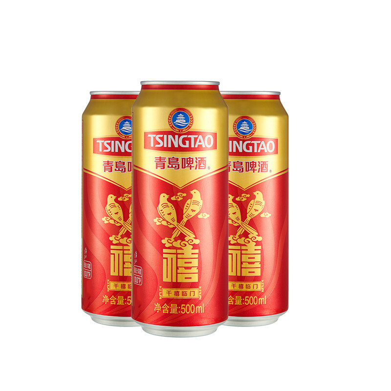 青岛啤酒(TSINGTAO)禧罐10度500ml*12罐 整箱装