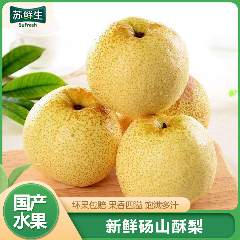 [苏鲜生]新鲜砀山酥梨 3斤 大果 单果350g+ 应当季整箱翠冠梨香酥雪梨青皮皇冠