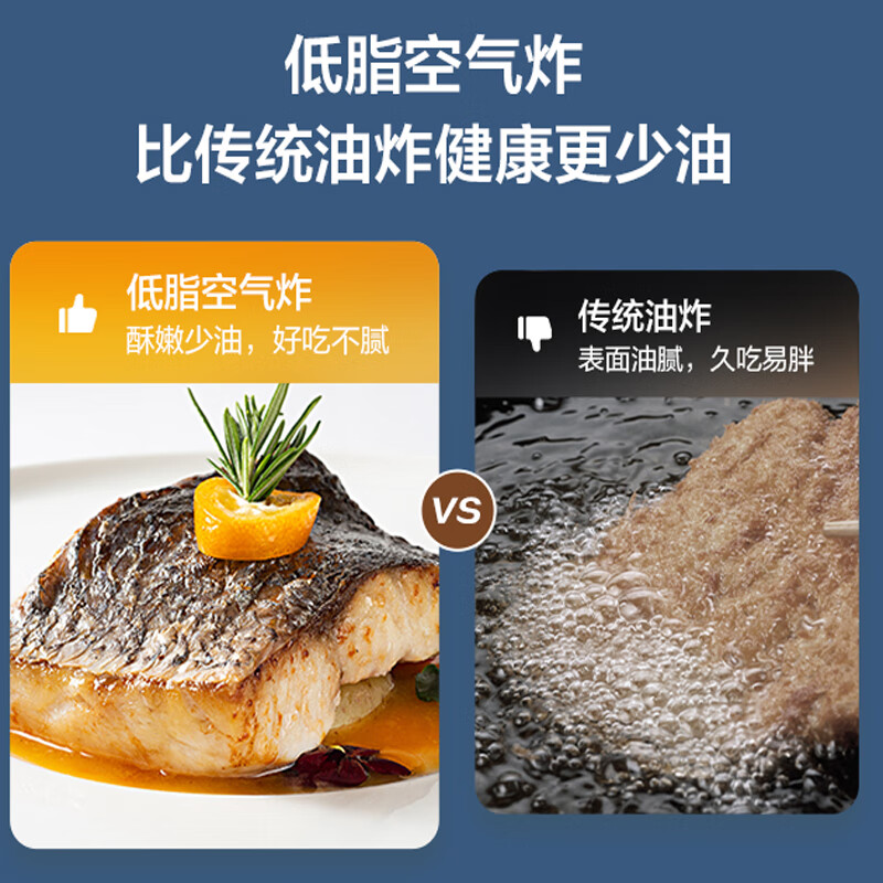 海尔(Haier)空气炸锅可视化大窗口5L大容量内置加水盒 13种菜单无油健康炸锅触控式炸锅 涧石蓝 HA-E510A高清大图