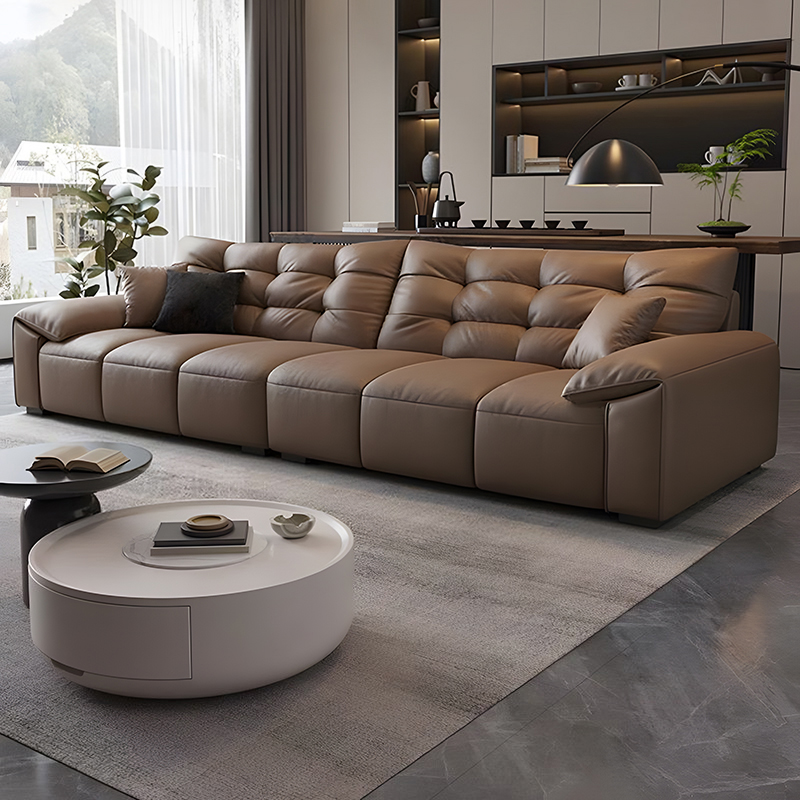 欧梵森 欧梵森意式真皮沙发客厅大小户型简约现代大象耳朵直排皮艺沙发办公家具椅高清大图