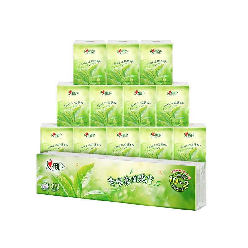 心相印手帕纸巾茶语丝享4层7片3条12包茶香新旧交替