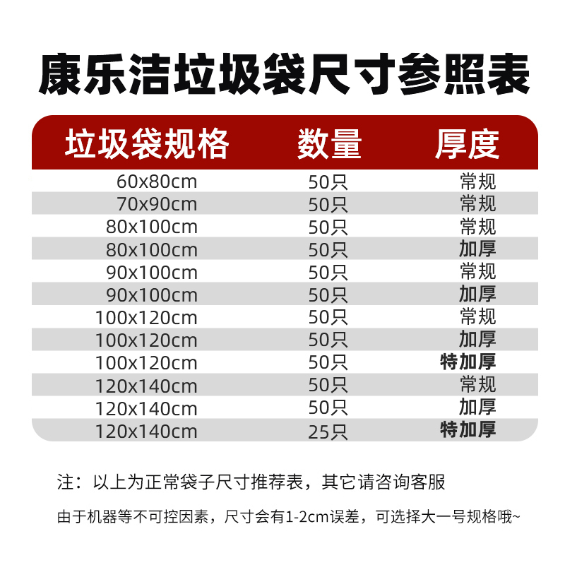 康乐洁K871环保型垃圾袋60cmx80cmx50只/包大垃圾袋大号加厚黑色商用餐饮物业酒店60x80环卫厨房用